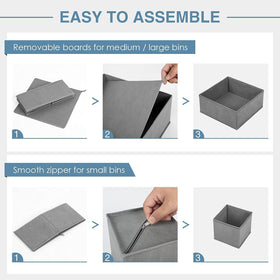 Criusia zipper design adds secure closure to each bin for organized storage