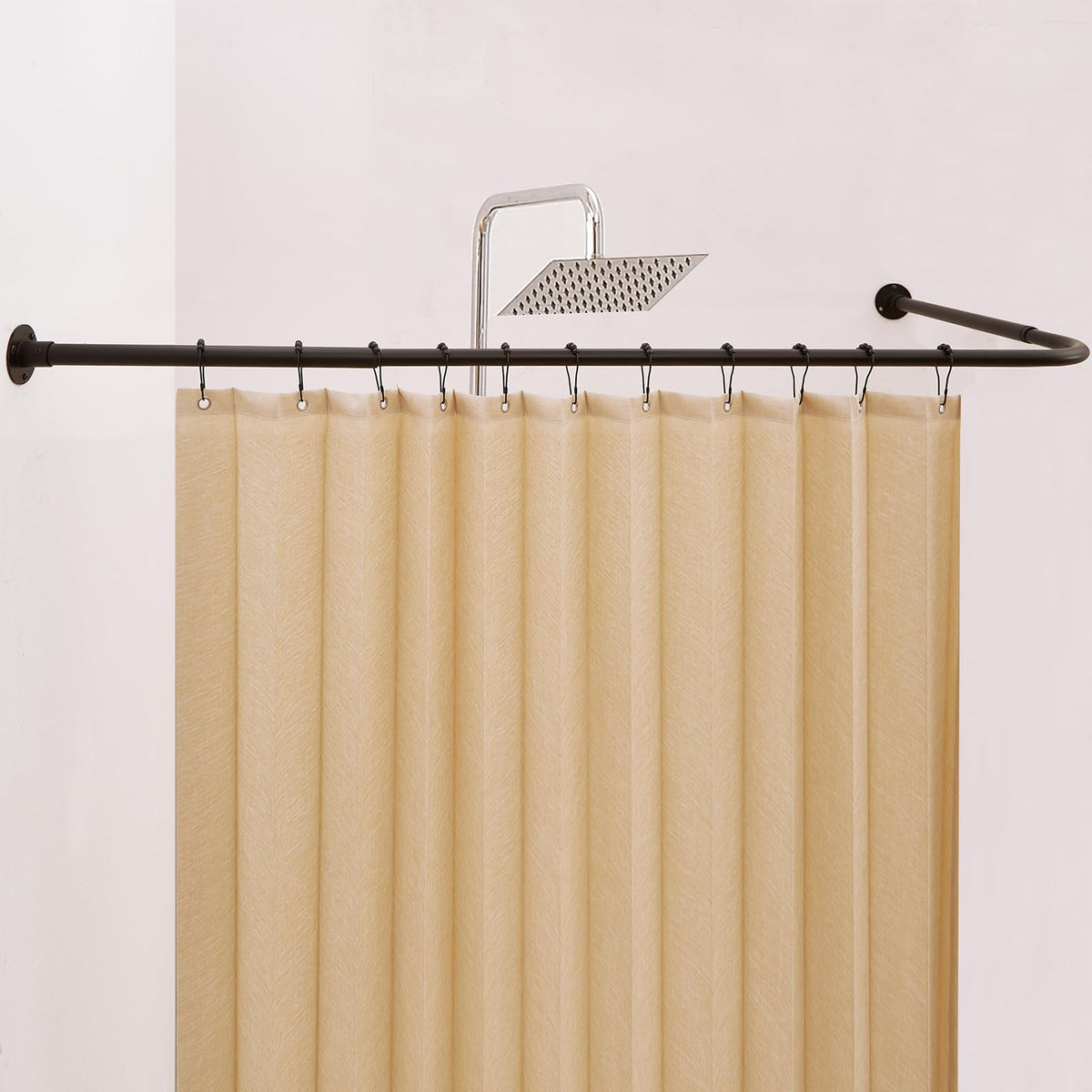 Crkmire curtain rod 90-degree curve offers a sturdy corner solution for tight baths