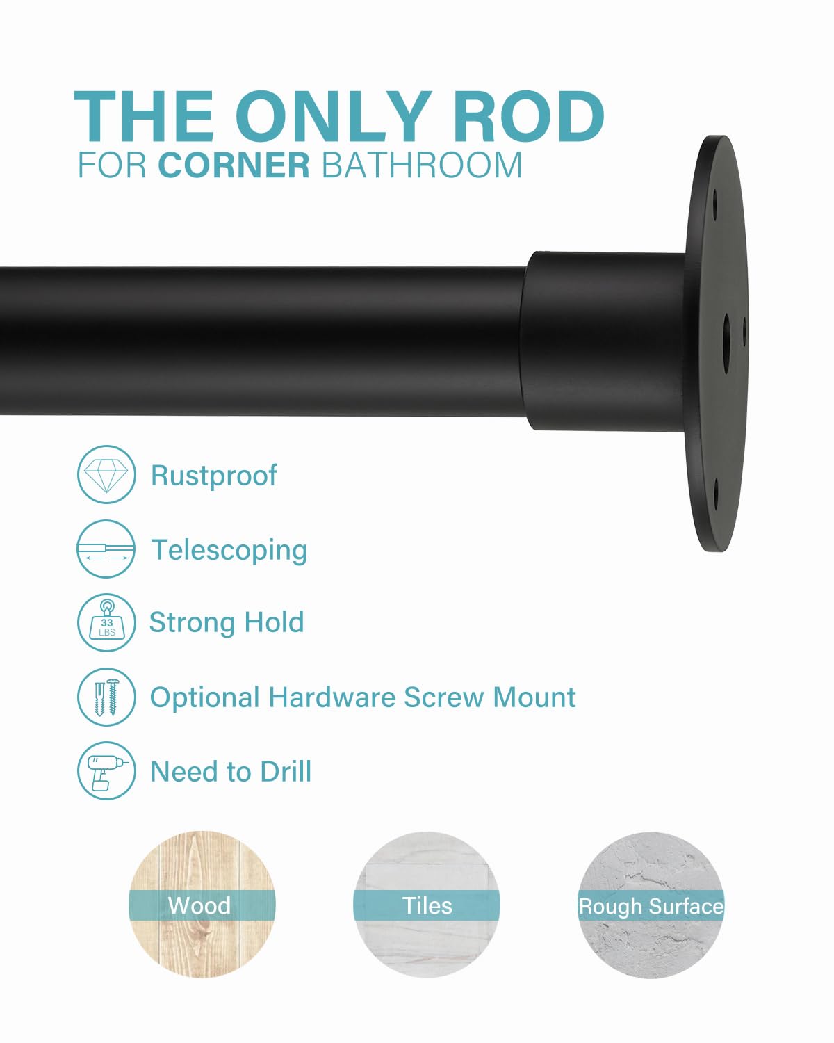 Crkmire curtain rod wall base set provides stable mounting for reliable corner installation