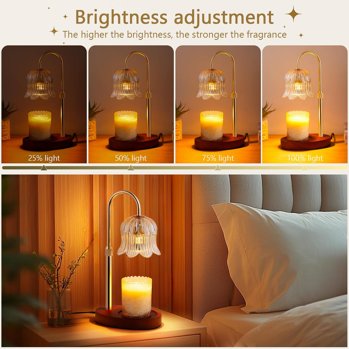 CRMILL Candle Warmer Lamp with adjustable height for versatile placement.