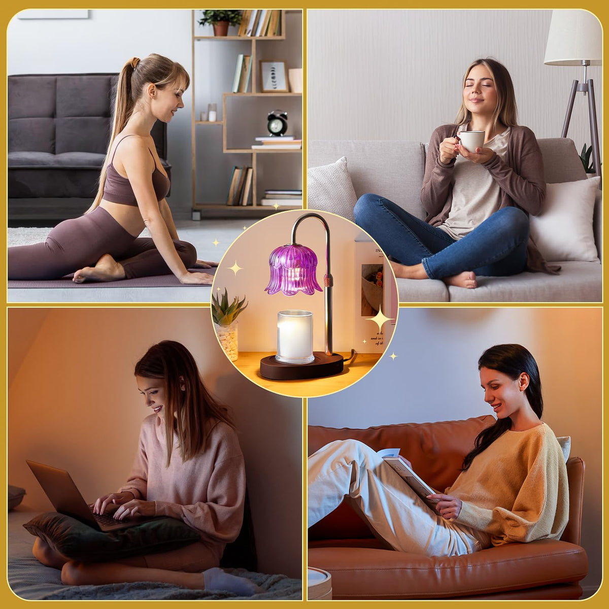 CRMILL candle warmer lamp ambient glow enhances room atmosphere with fragrances.