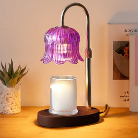 CRMILL candle warmer lamp purple front view delivers flameless warmth for cozy evenings.