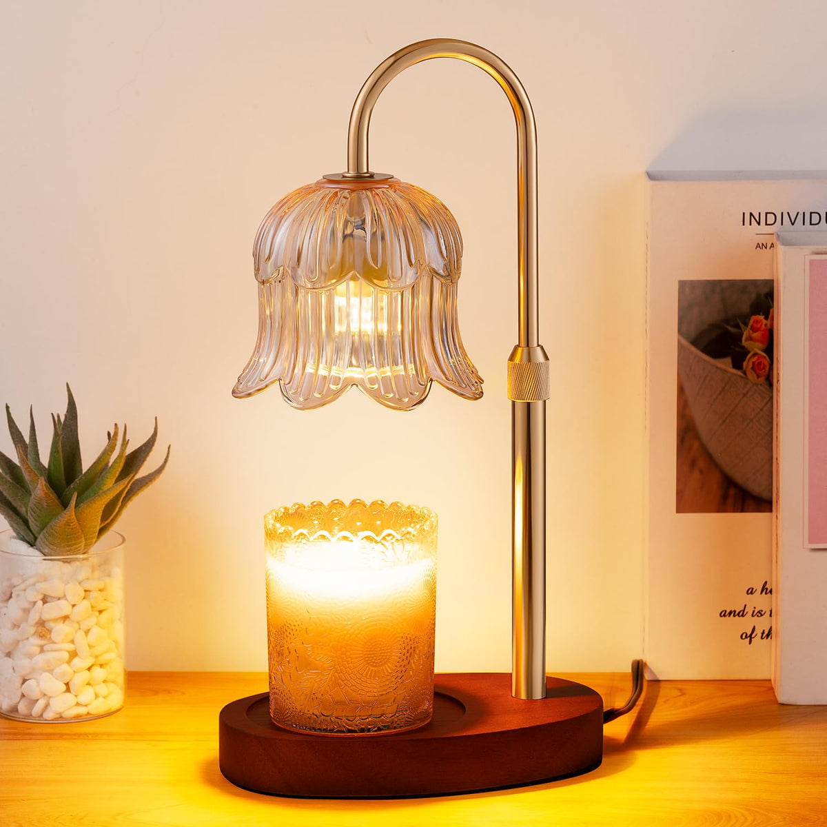 CRMILL Candle Warmer Lamp with timer for safe flameless ambiance.