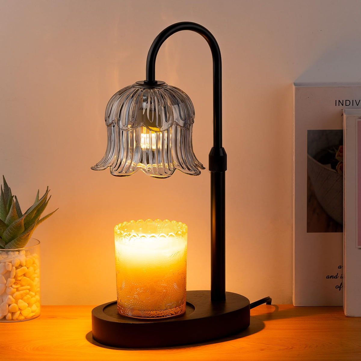 CRMILL candle warmer lamp top view showing flameless warmth for cozy rooms