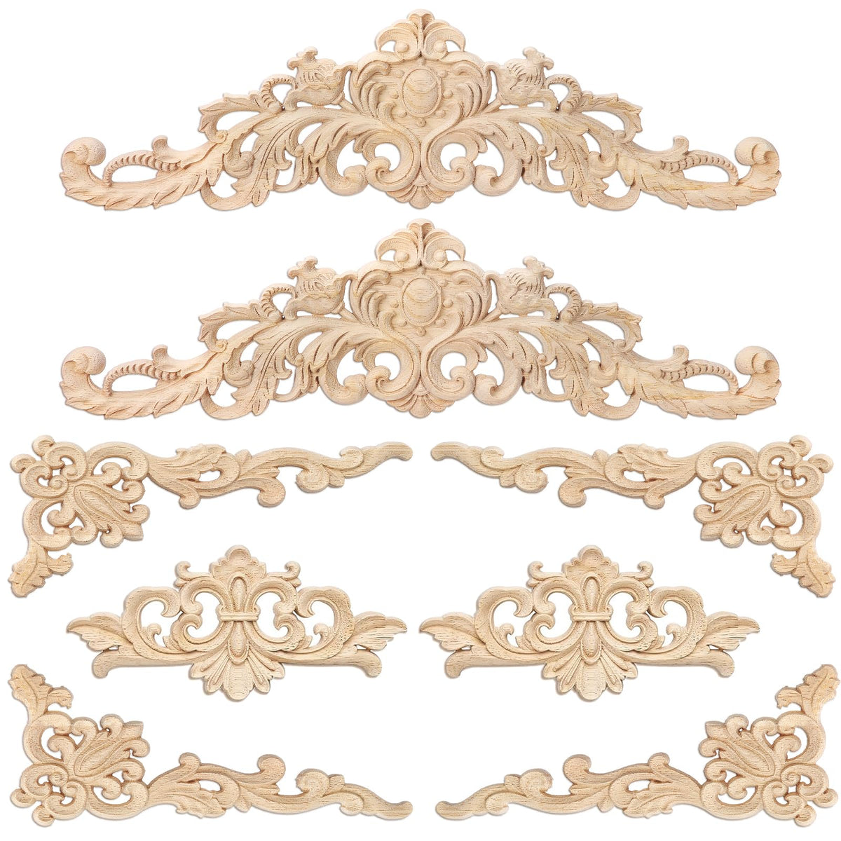 CroBlissful 8-piece wood appliques onlays long decoration add refined detail to furniture and walls