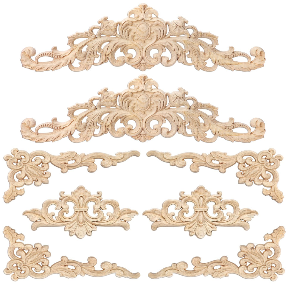 CroBlissful 8-piece wood appliques onlays long decoration add refined detail to furniture and walls