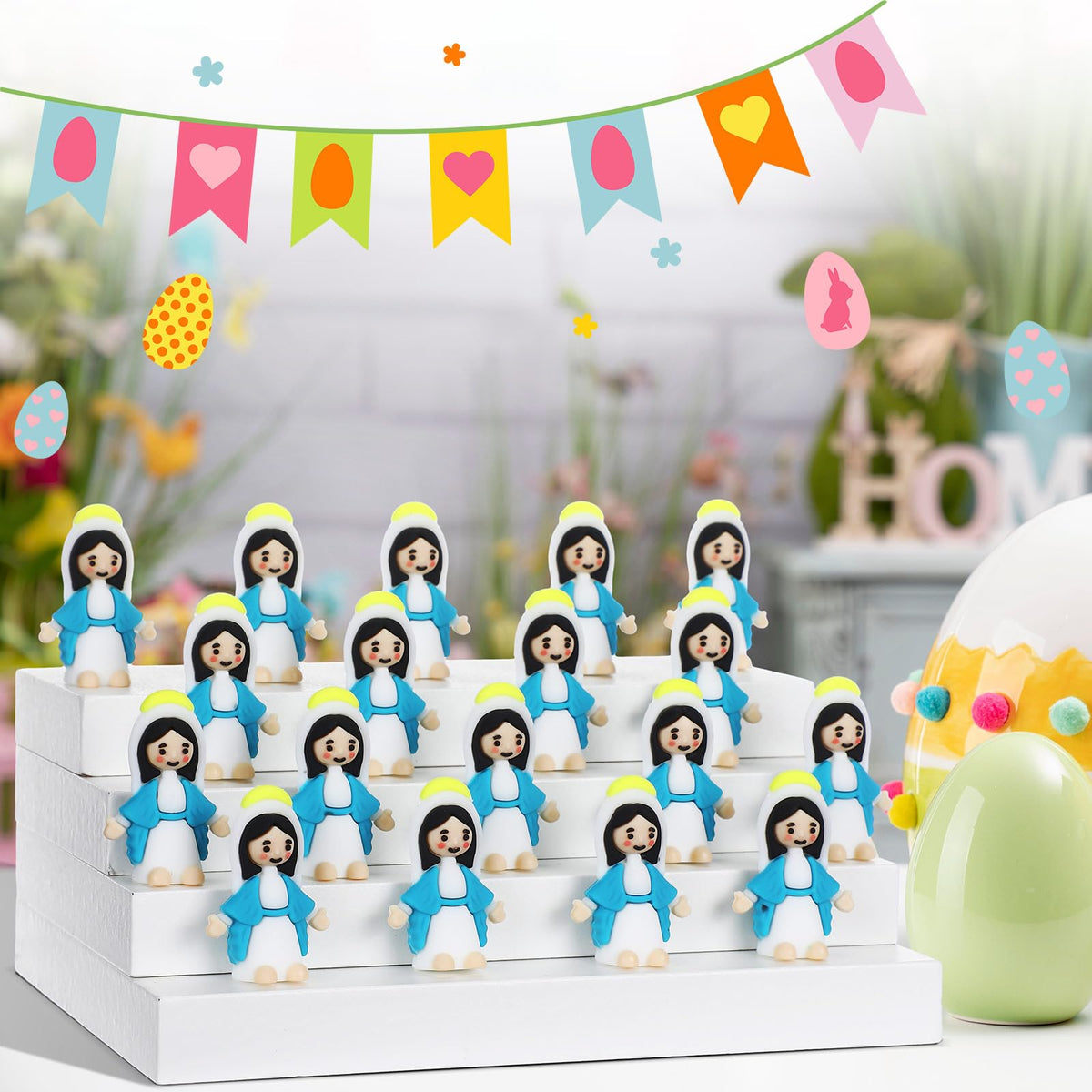 CroBlissful PVC Virgin Mary miniatures for DIY projects and décor.