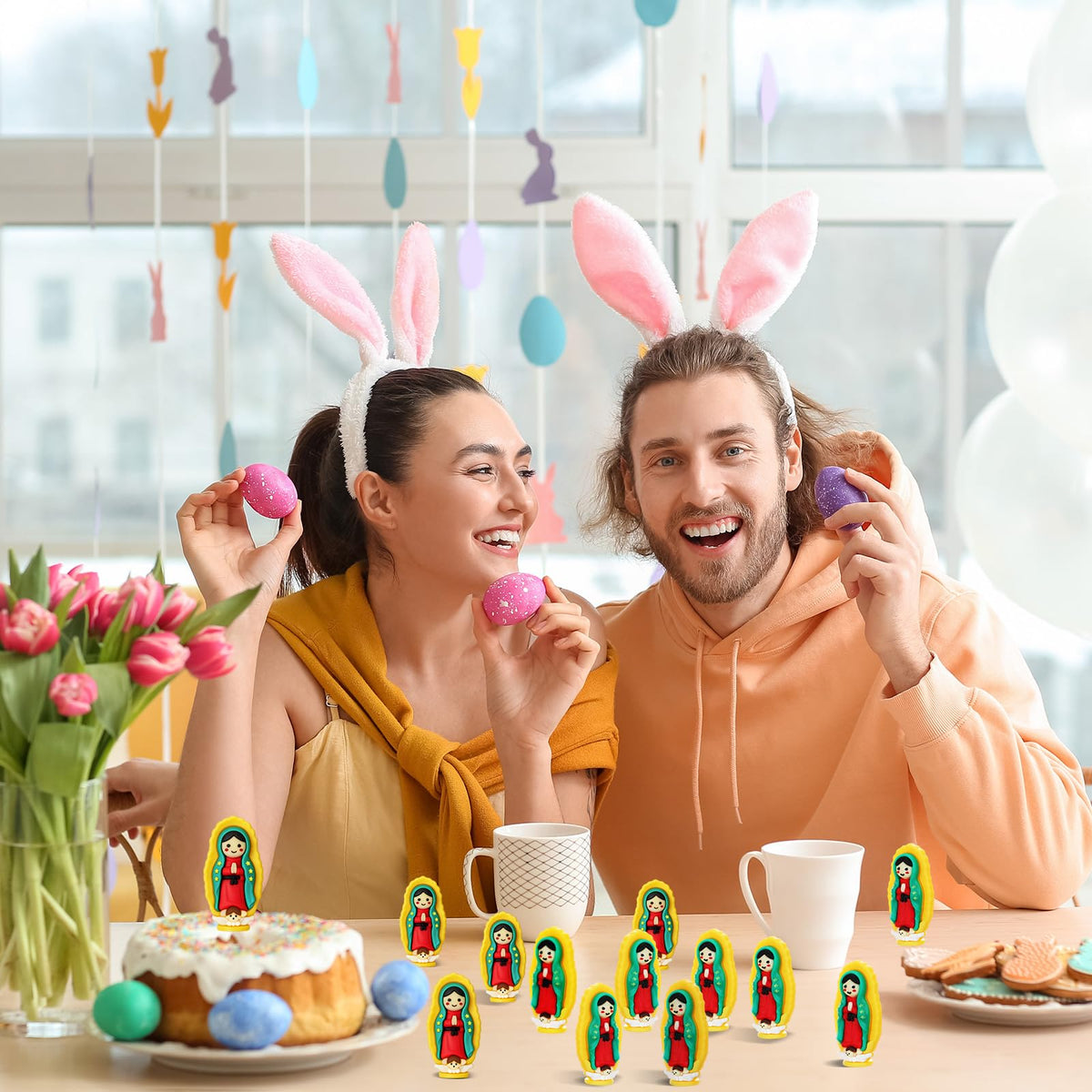CroBlissful Easter egg fillers featuring Guadalupe figurines for meaningful celebrations.