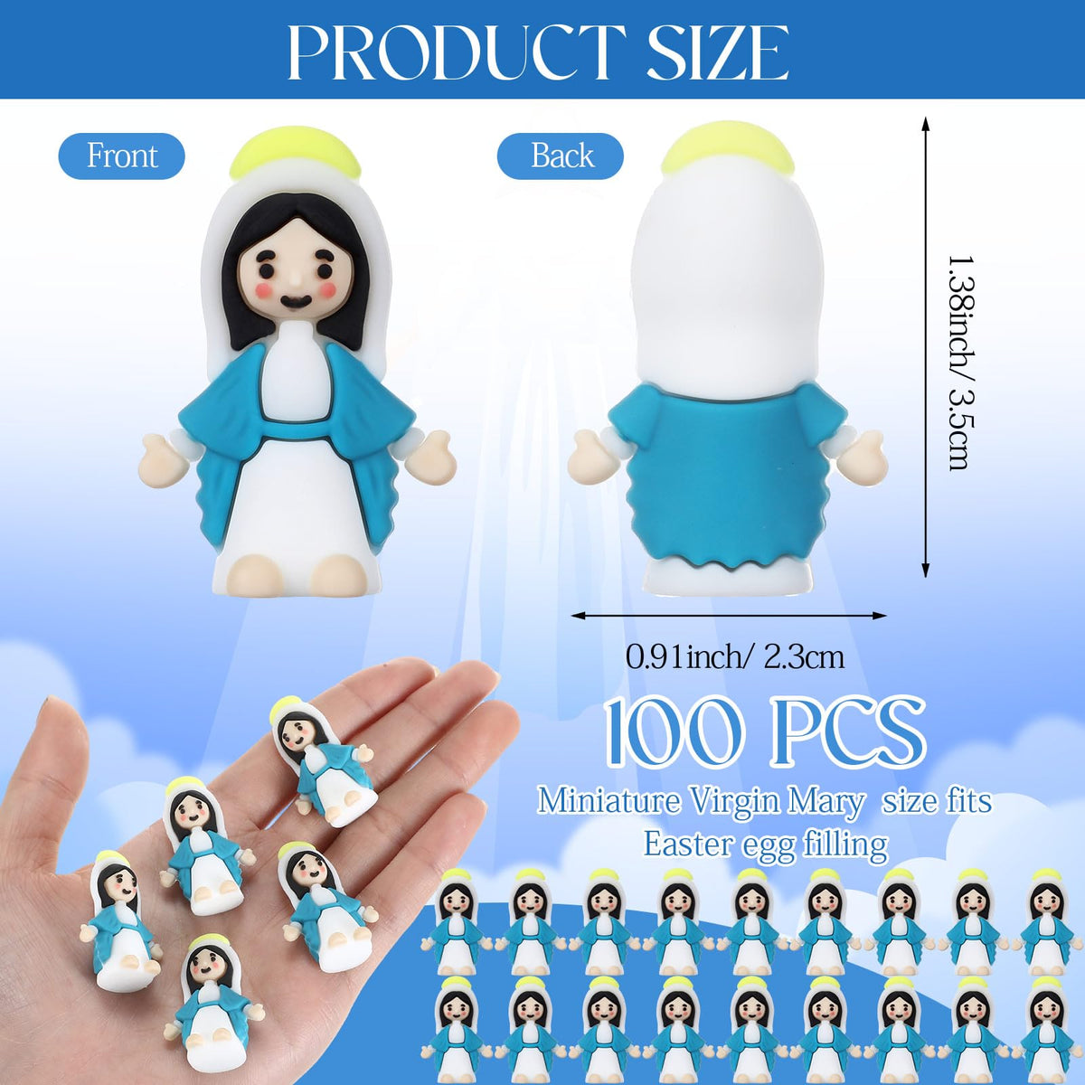 CroBlissful Easter egg filling Virgin Mary blue miniatures add meaningful surprise.