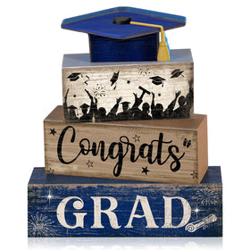 CroBlissful 4pc graduation centerpieces on a table add festive flair to any grad celebration.
