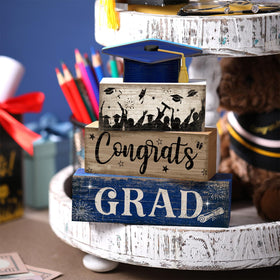 CroBlissful graduation centerpiece on mantel creates a charming focal point for home decor.