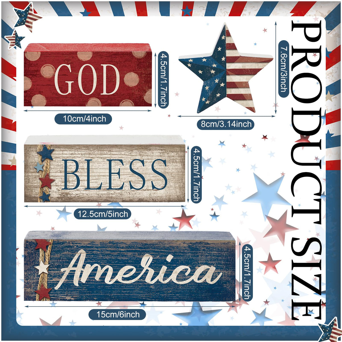 CroBlissful Memorial Day wood blocks add rustic charm to shelves or mantels