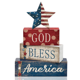 CroBlissful patriotic tabletop decor four-piece sign set elevates 4th of July displays