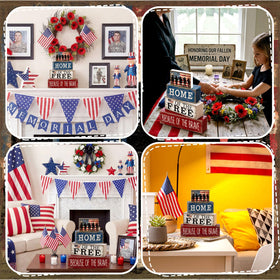 CroBlissful tiered-tray patriotic display for living room or shelf