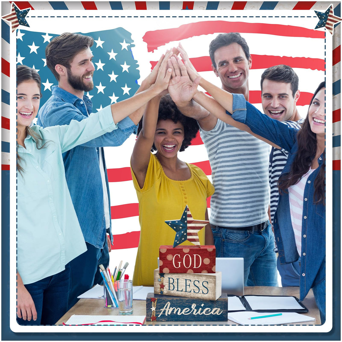 CroBlissful vintage farmhouse patriotic decor elevates living rooms and entryways