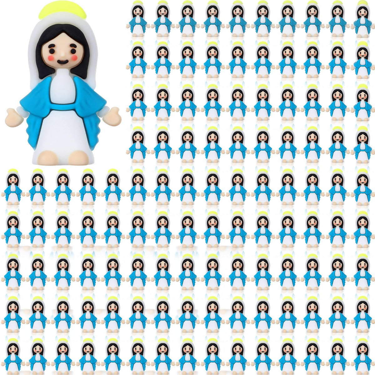 CroBlissful Virgin Mary mini figurines in blue for bulk Easter gifts and party favors.