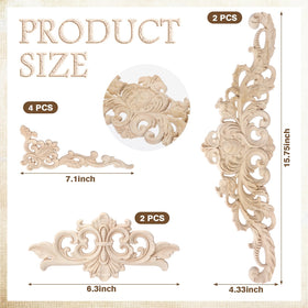 CroBlissful wood carving appliques with detailed pattern enhance cabinets, doors, or mirrors