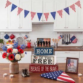 CroBlissful wooden sign for office decor adds subtle patriotic pride