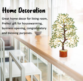 Crocon Green Jade Crystal Tree of Life closeup showcases natural color and crystal facets.