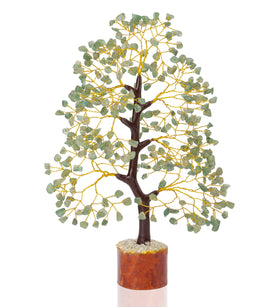 Crocon Green Jade Crystal Tree of Life on display enhances elegant living room decor with calming ambiance.
