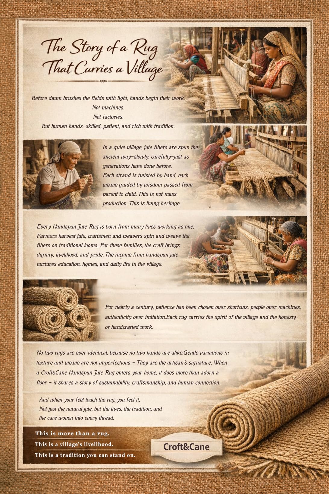 Croft&Cane durable jute rug suitable for low to medium traffic homes.