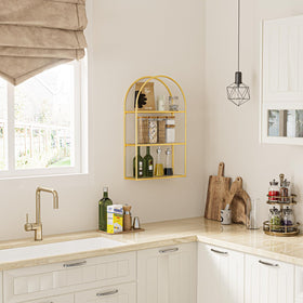 Crofy Gold Arched Frame Shelf ready to mount with eyelet hangers.