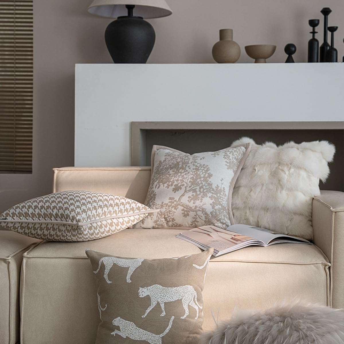 Croker Horse pine tree embroidery on 18x18 cover provides a cozy, stylish cushion accent