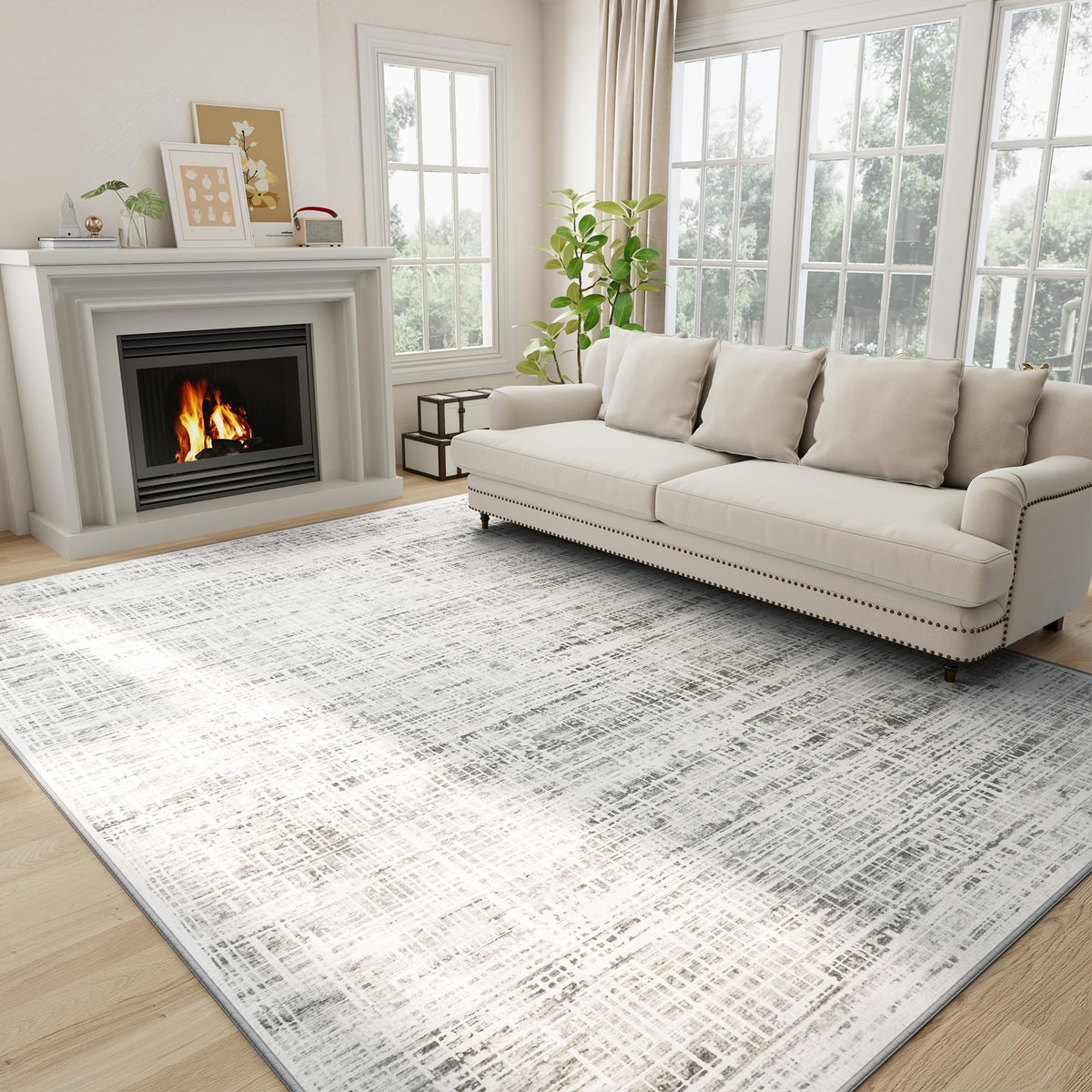 Crority 8x10 rug abstract design adds modern style and warmth.