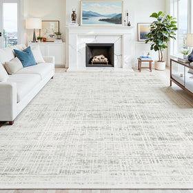 Crority 9x12 abstract rug adding modern style to a living room.