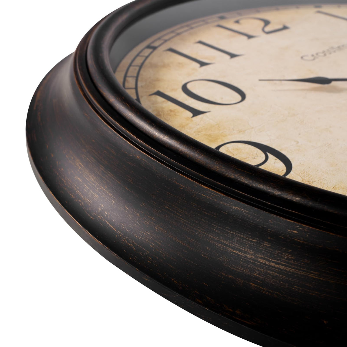 Crosstime 24-Inch clock closeup of dial and hands for clear time reading.