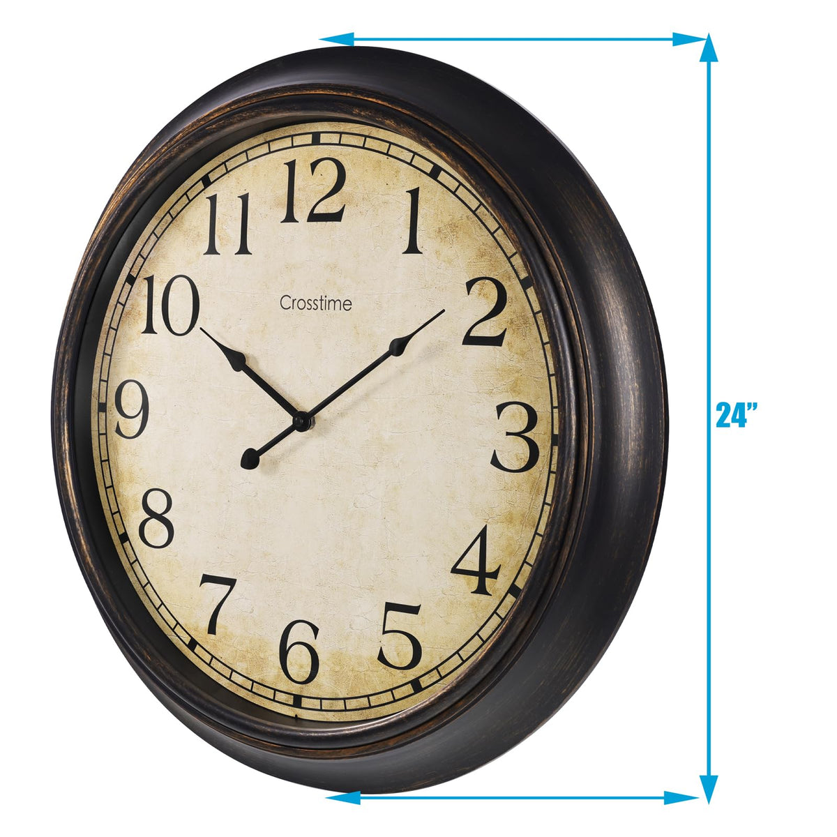 Crosstime 24-Inch clock easy setup using a single AA battery.