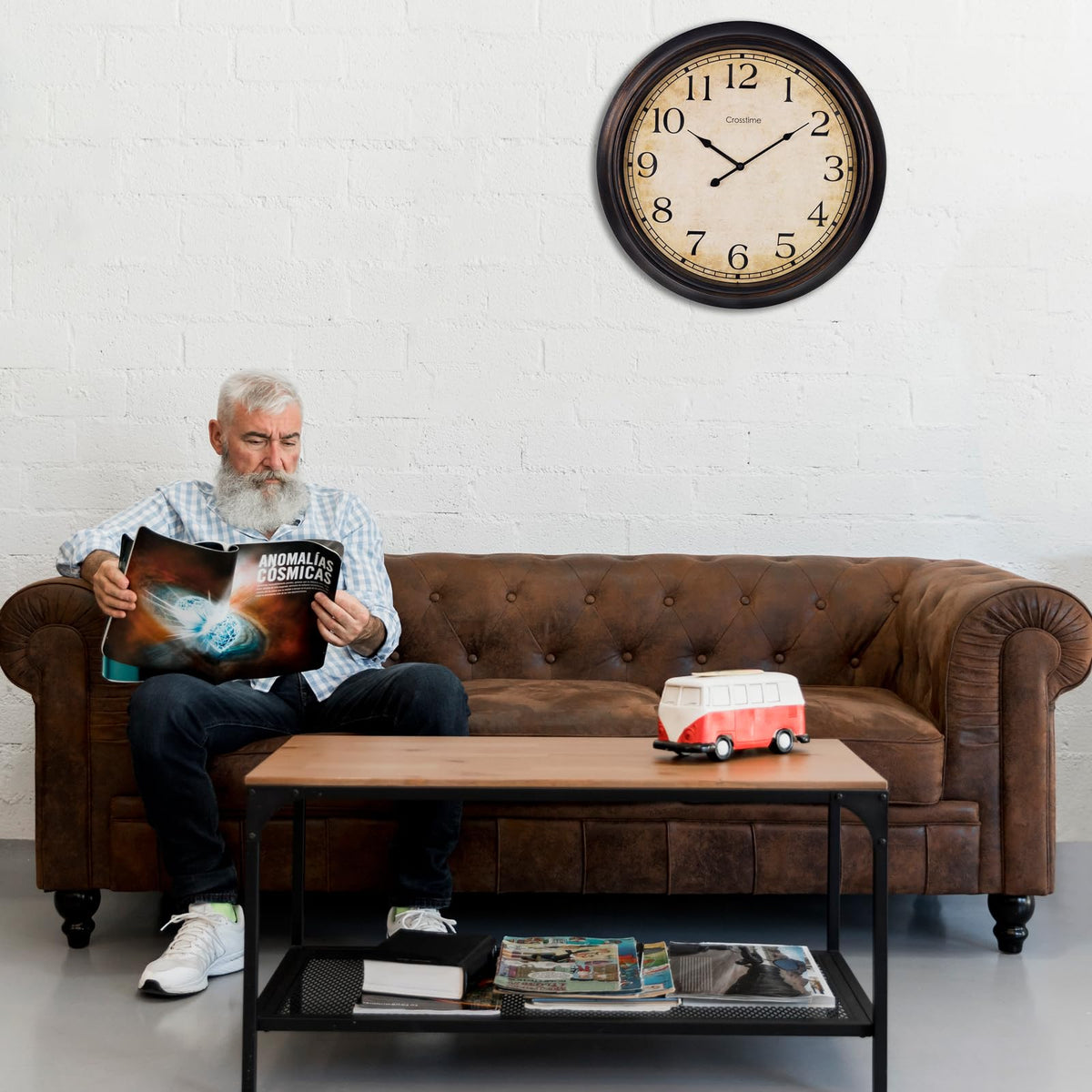 Crosstime 24-Inch clock featuring silent quartz movement for peaceful spaces.