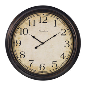 Crosstime 24-Inch wall clock with vintage black-gold frame, ideal for elegant living rooms.