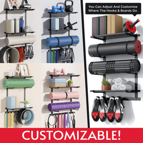 Crostice storage shelf adjustable holders allow flexible setup for different routines