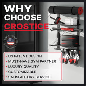 Crostice storage shelf wall-mount installation keeps equipment secure and reachable