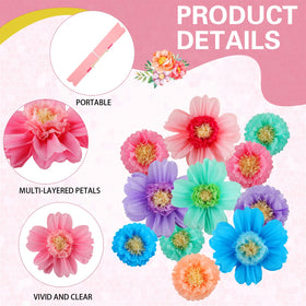 Crowye colorful tissue flowers enhance wall decor with festive atmosphere