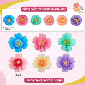 Crowye 20-inch colorful tissue flowers create dramatic centerpieces for weddings