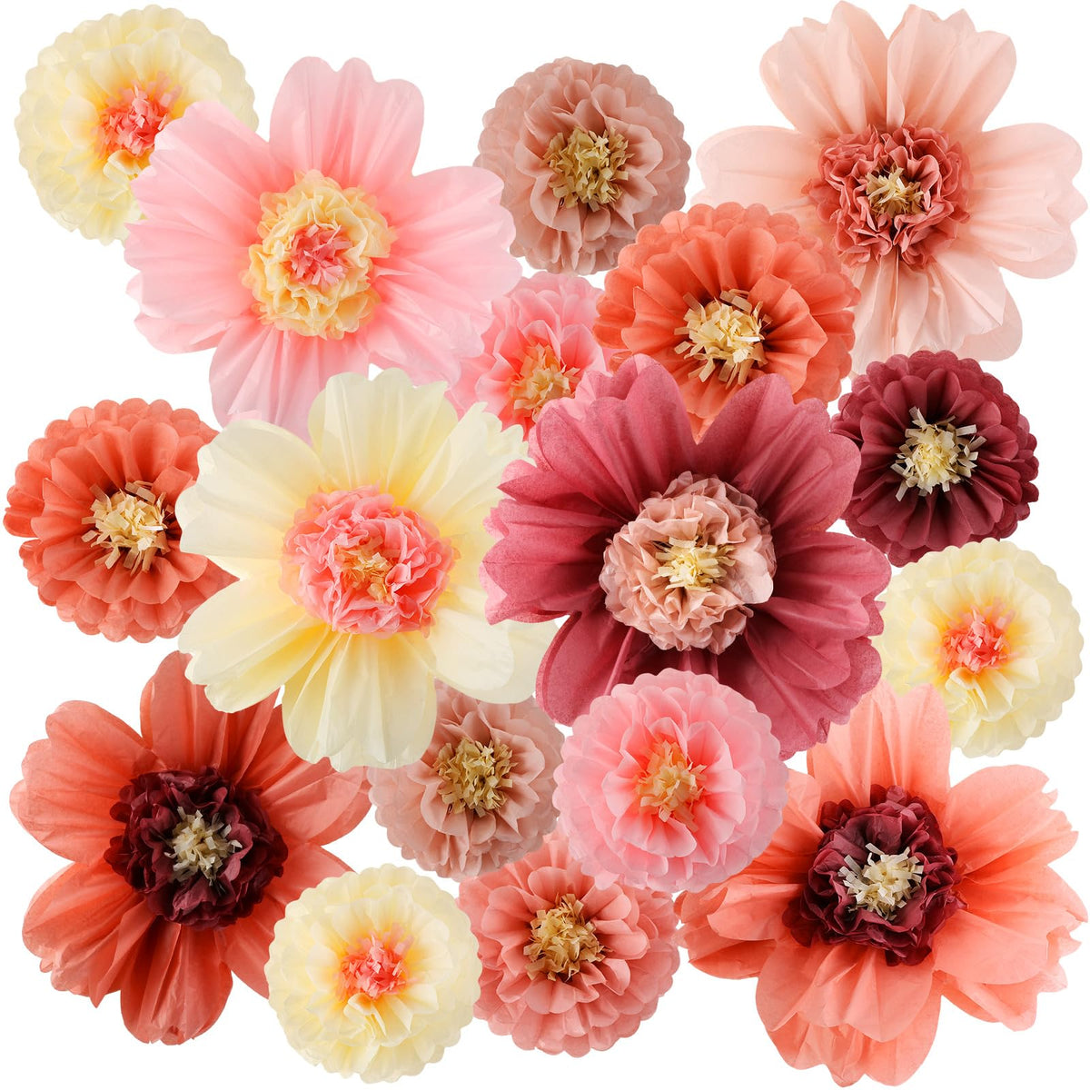 Crowye large tissue flower 20in multicolor decor adds vibrant focal point to walls