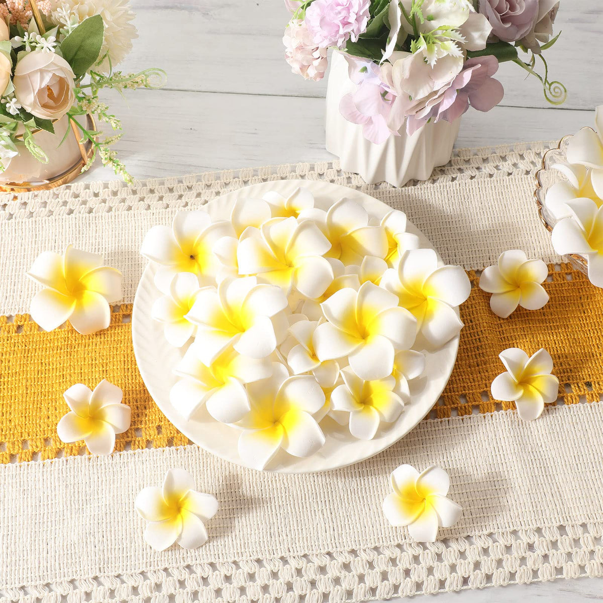 Crowye plumeria foam petals wall decor for tropical ambiance