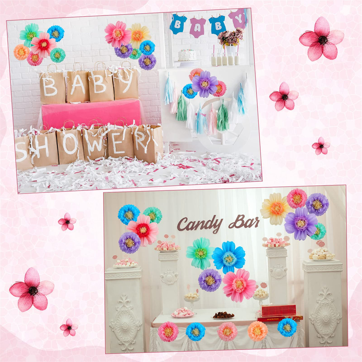 Crowye large tissue blooms suit weddings and fiestas
