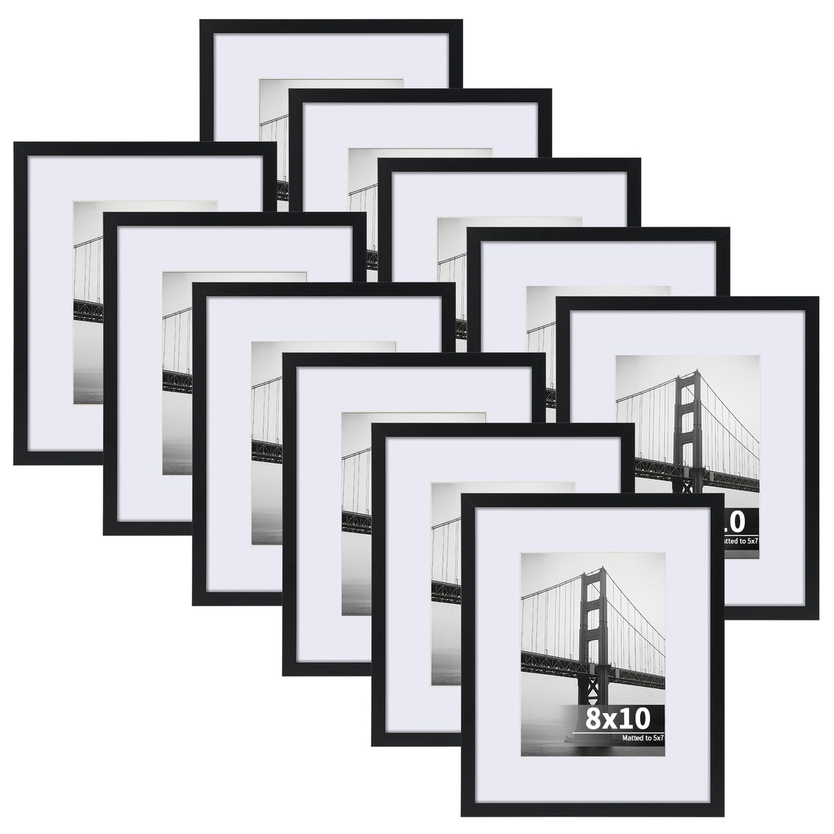 CRUGLA 11-pack 8x10 black matte frames for wall or desk display