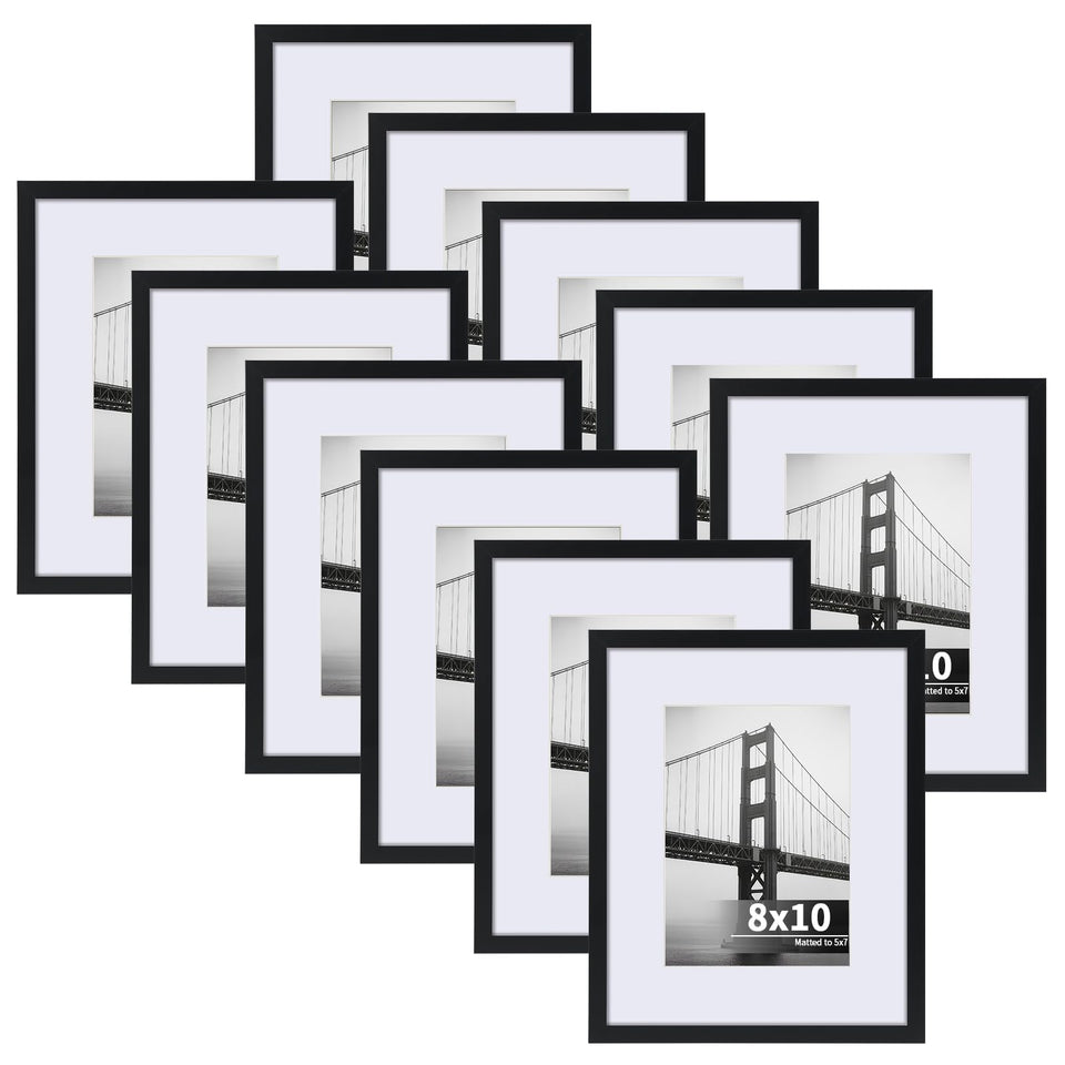 CRUGLA 11-pack 8x10 black matte frames for wall or desk display