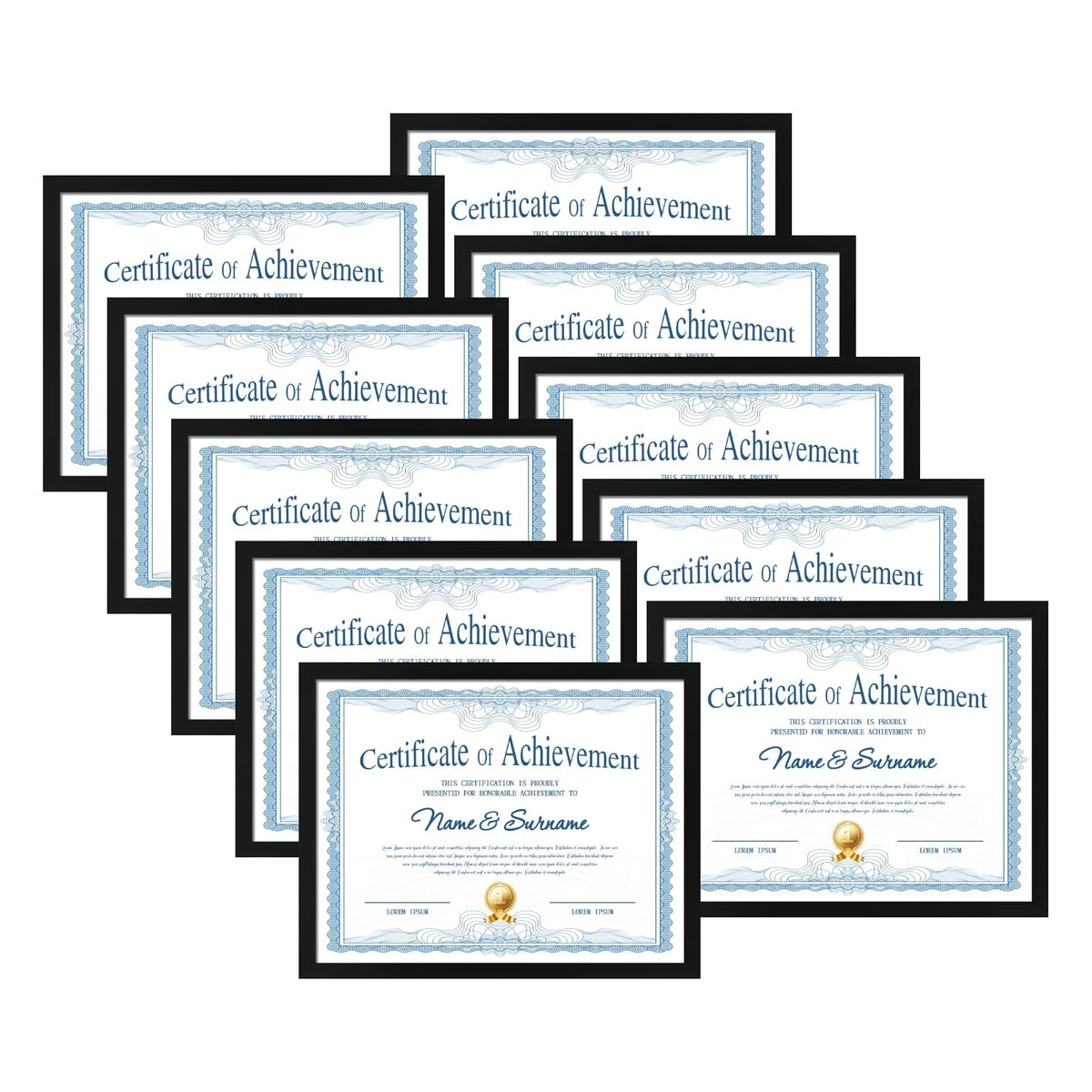CRUGLA 8.5x11 frame front view, ideal for diplomas and certificates