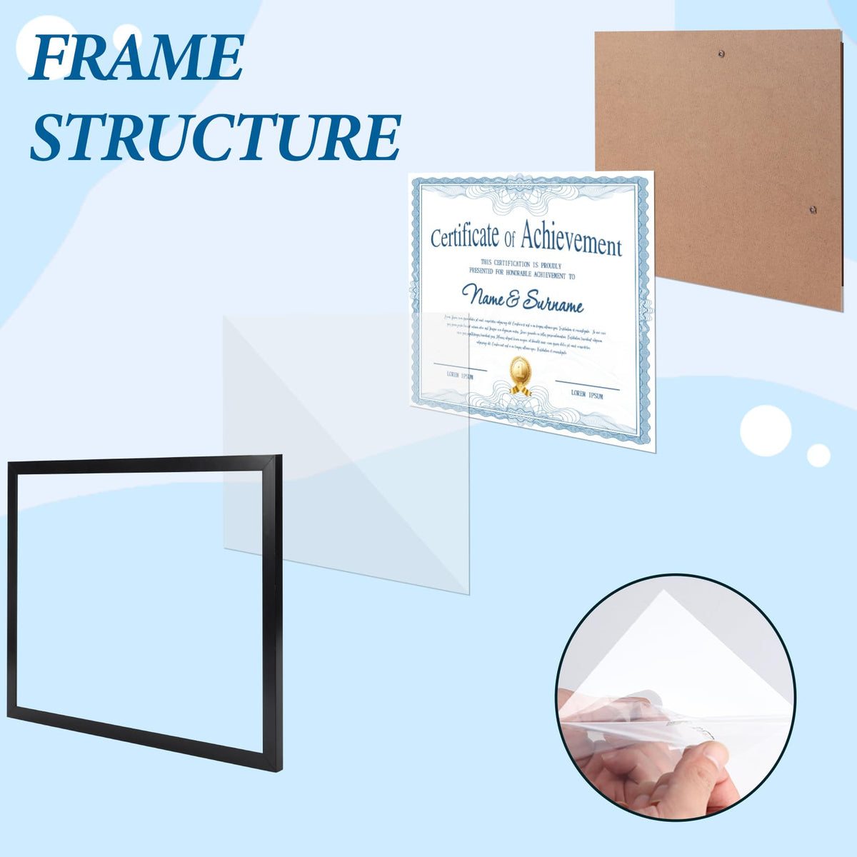 CRUGLA 8.5x11 frame with acrylic cover for clear, scratch-resistant viewing