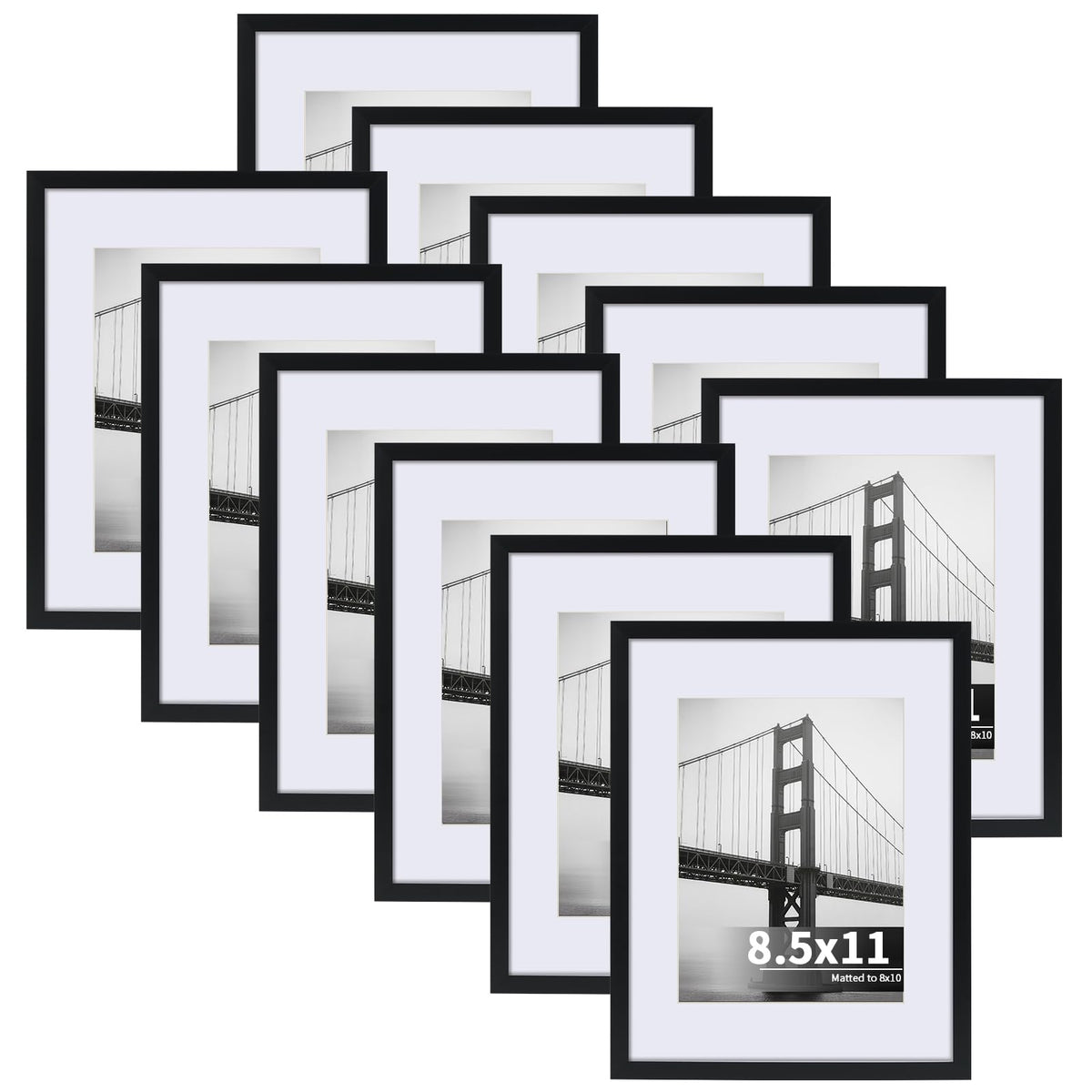 CRUGLA 8.5x11 black picture frames set for photos and certificates