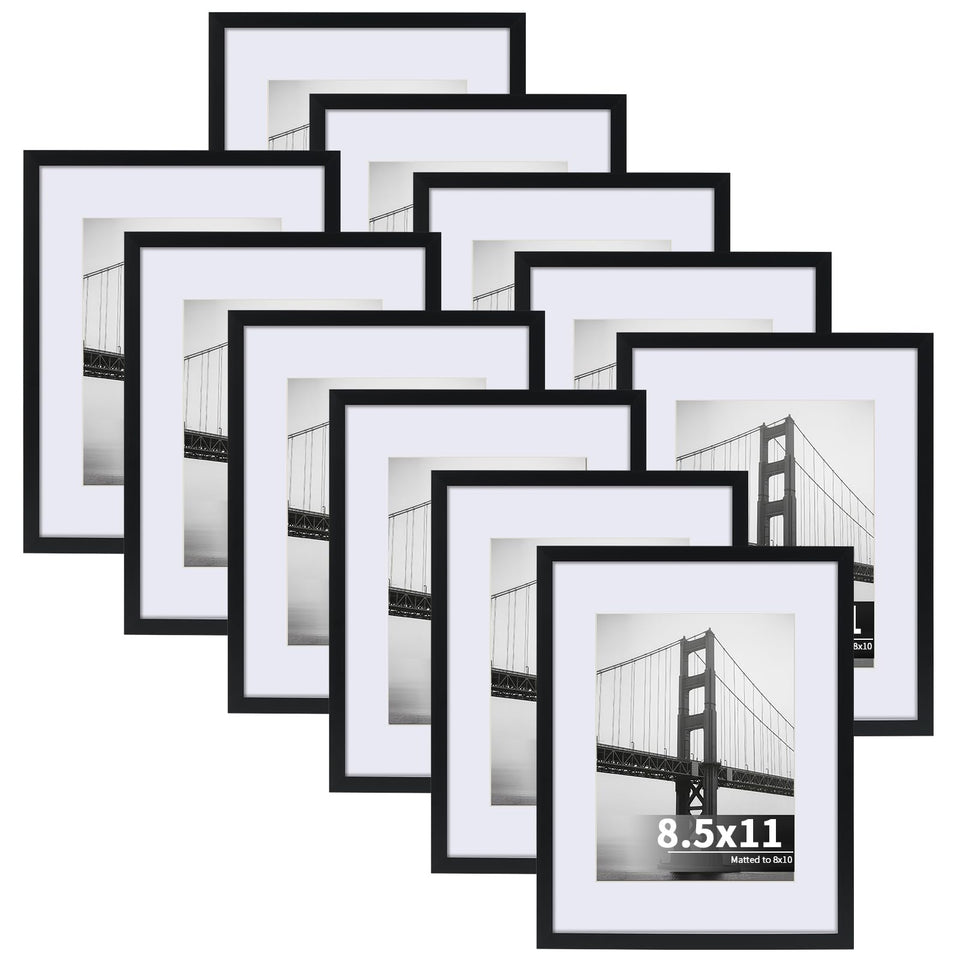 CRUGLA 8.5x11 black picture frames set for photos and certificates