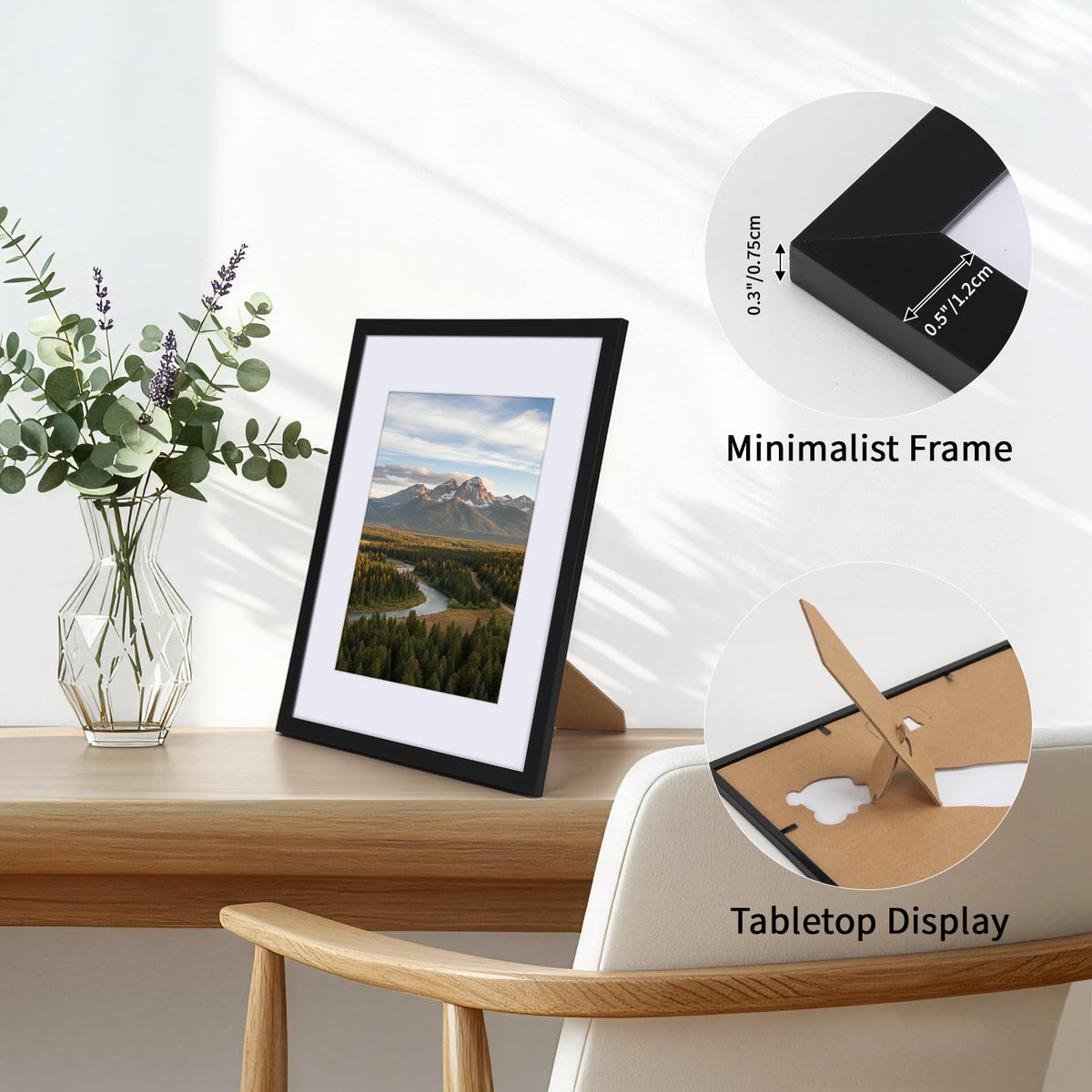CRUGLA frames offer horizontal or vertical arrangement for desk or wall