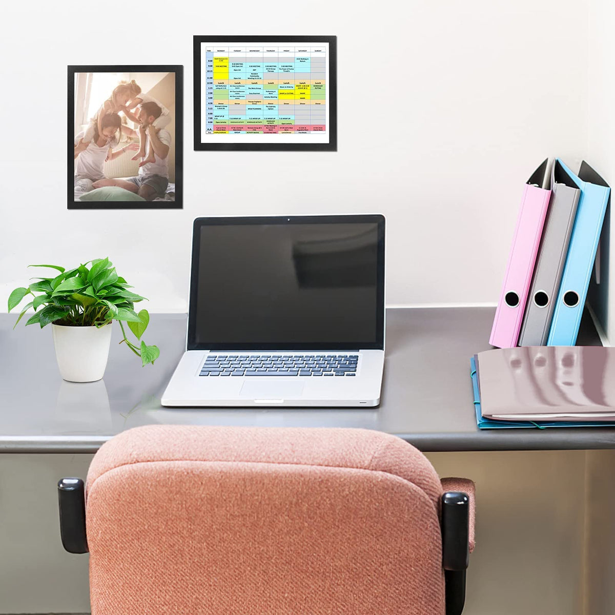 CRUGLA magnetic frame with self-adhesive backing attaches to glass surfaces for easy display