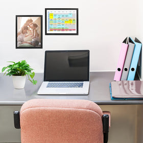CRUGLA magnetic frame with self-adhesive backing attaches to glass surfaces for easy display