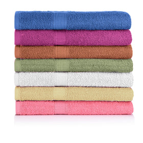 CrystalTowels 7-pack in bright colors displayed for bath and beach use.
